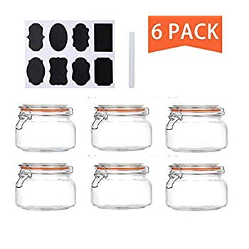 Glass Clip Top Jars 920-1900ml Airtight Rubber Seal Colour Kitchen Preserve Food
